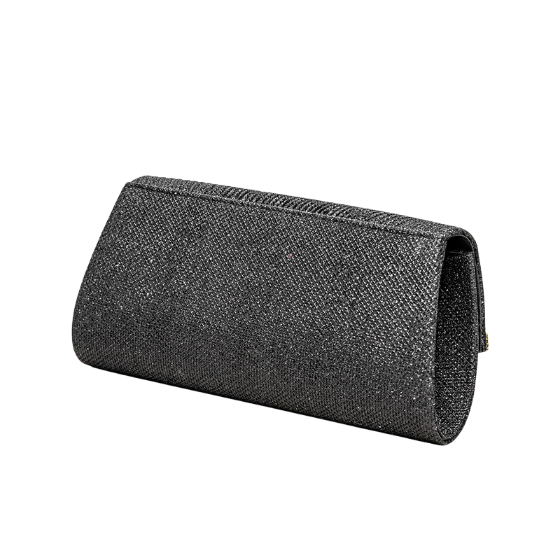 Black clutch bag on a white background