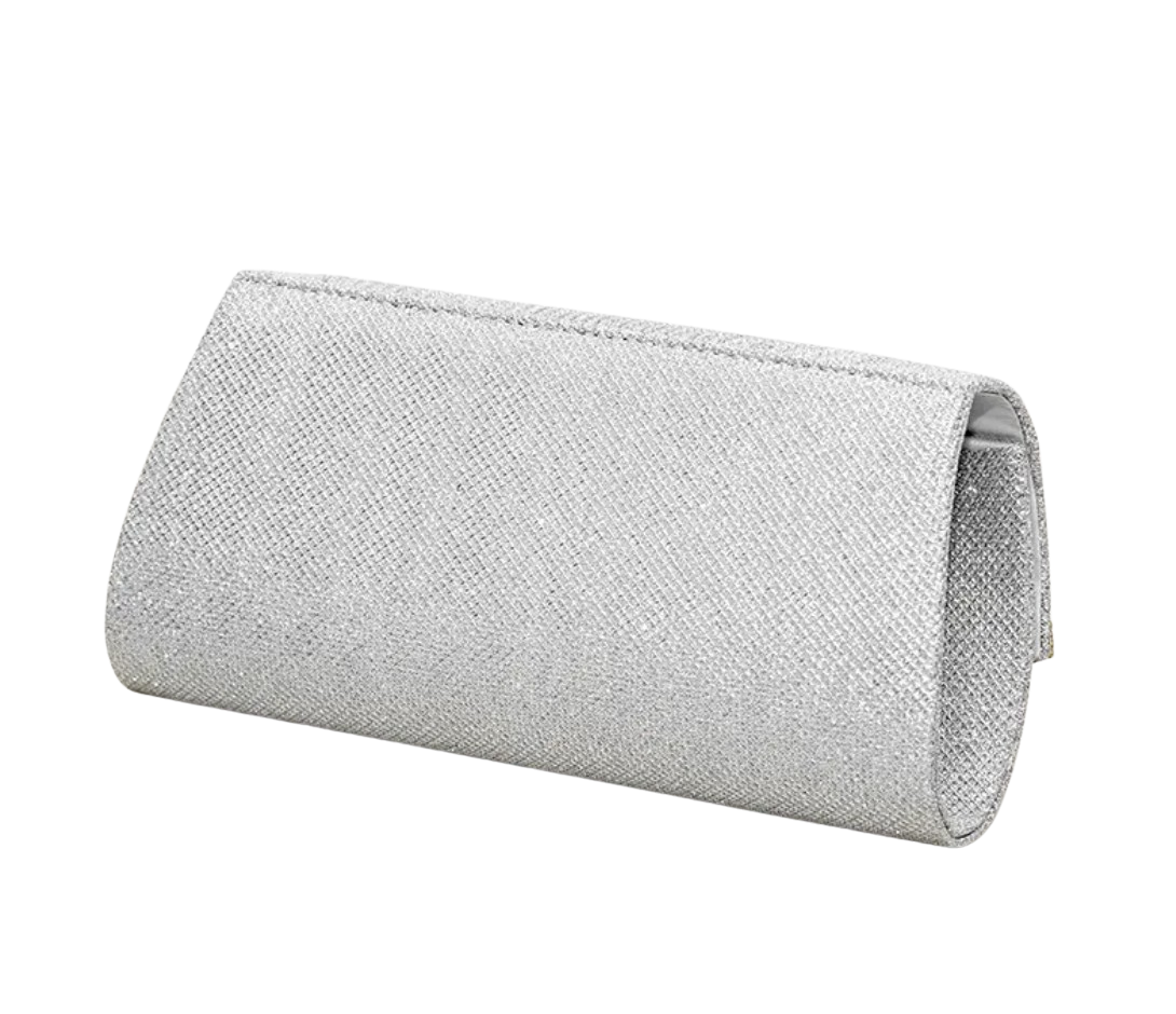 gorgeous silver clutch bag on a white background